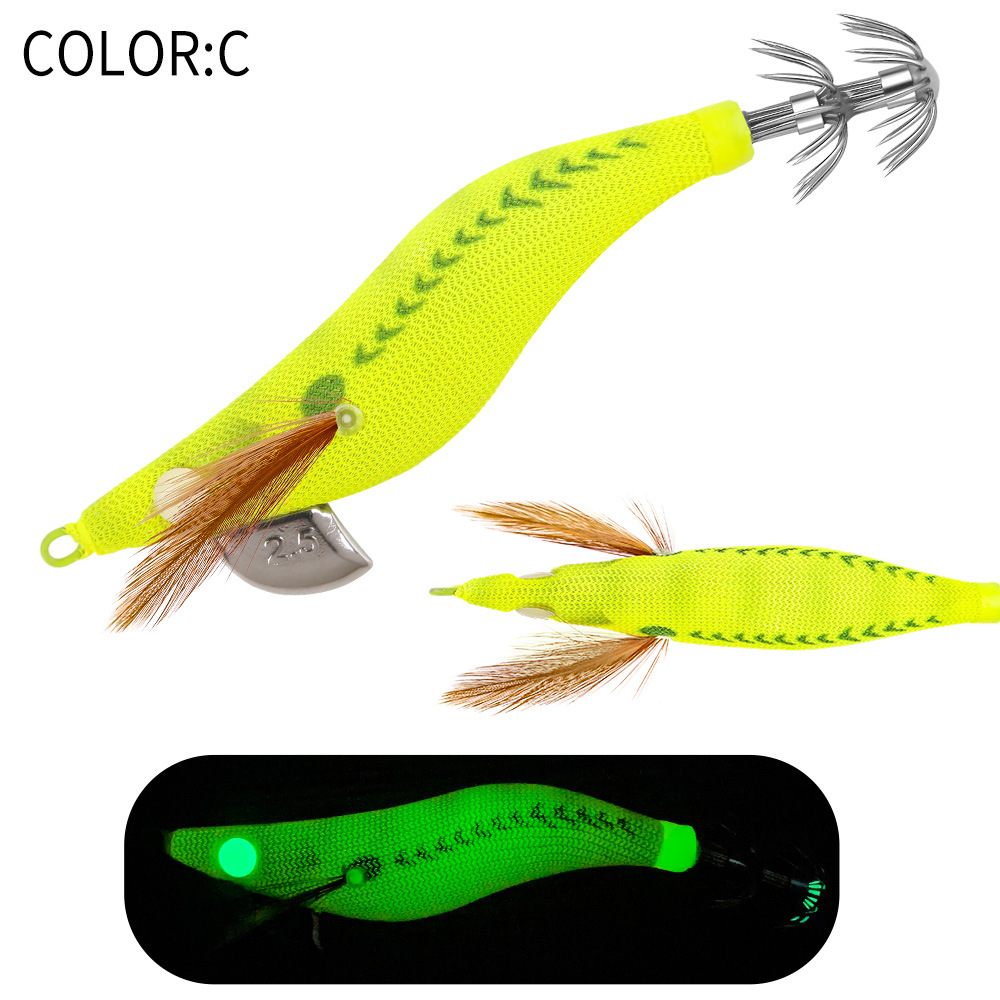 New Squid Hook #2.5/10g Rapid inkiSng Artificial Luminous Squid Jigging Bait Wood Shrimp Hooks for Saltwater Tackle Fishing Lure