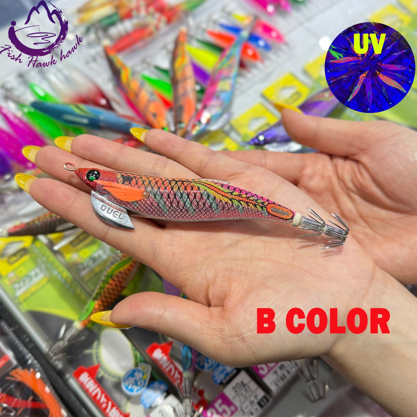 New #2.5 #3.0 #3.5 Rapid Sinking Artificial Luminous Squid Jigging Bait Wood Shrimp Hooks for Saltwater Tackle Fishing Lure