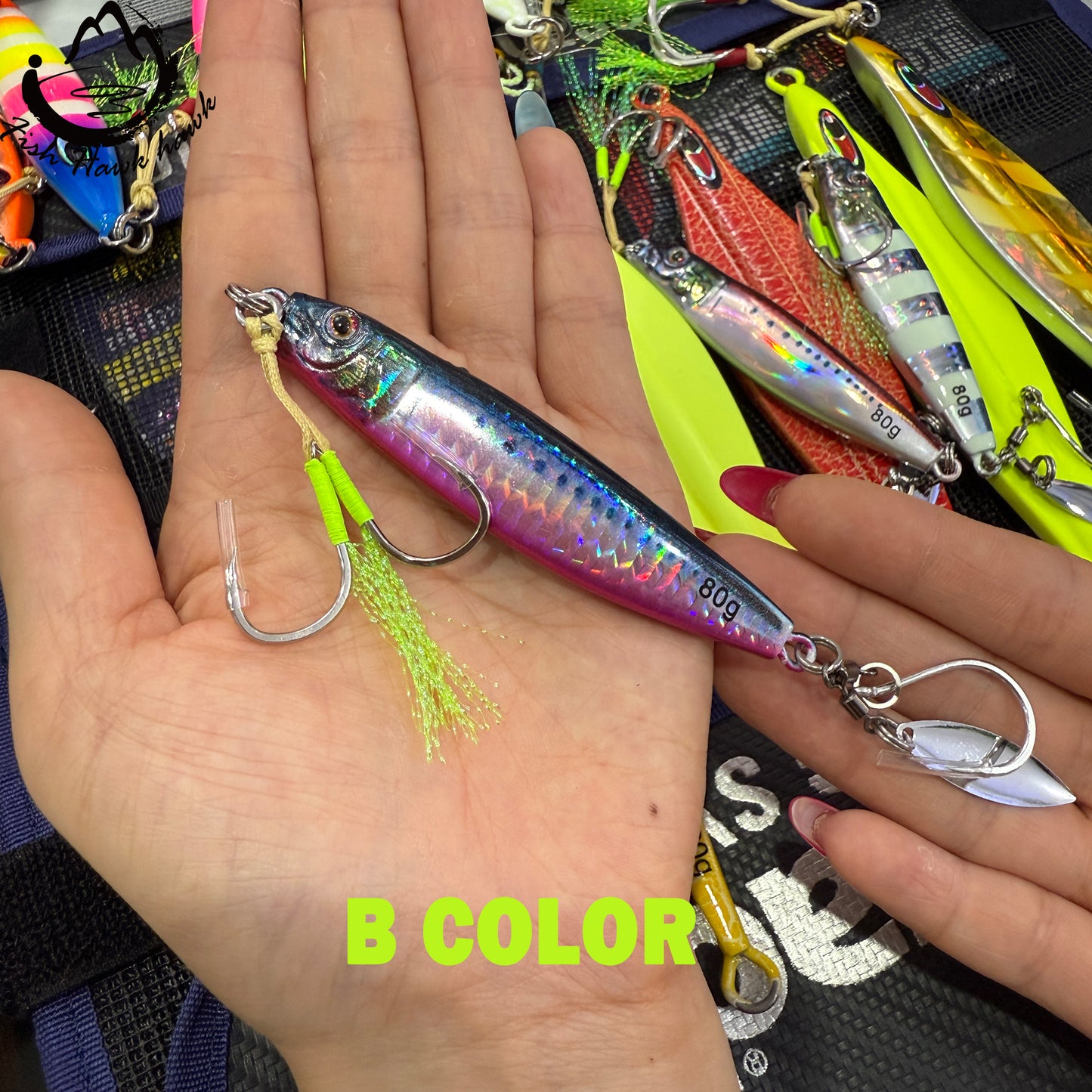 New Wholesale high quality 40g 60g 80g 3D printing small jack jigs bait with high quality 1/0 2/0 3/0 4/0 5/0 assist hook for slow pitch jigging