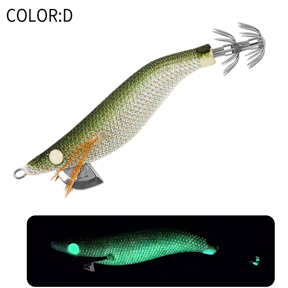New Squid Hook #1.5/3.8g #1.8/5g #2.2/6.8g Rapid inkiSng Artificial Luminous Squid Jigging Bait Wood Shrimp Hooks for Saltwater Tackle Fishing Lure