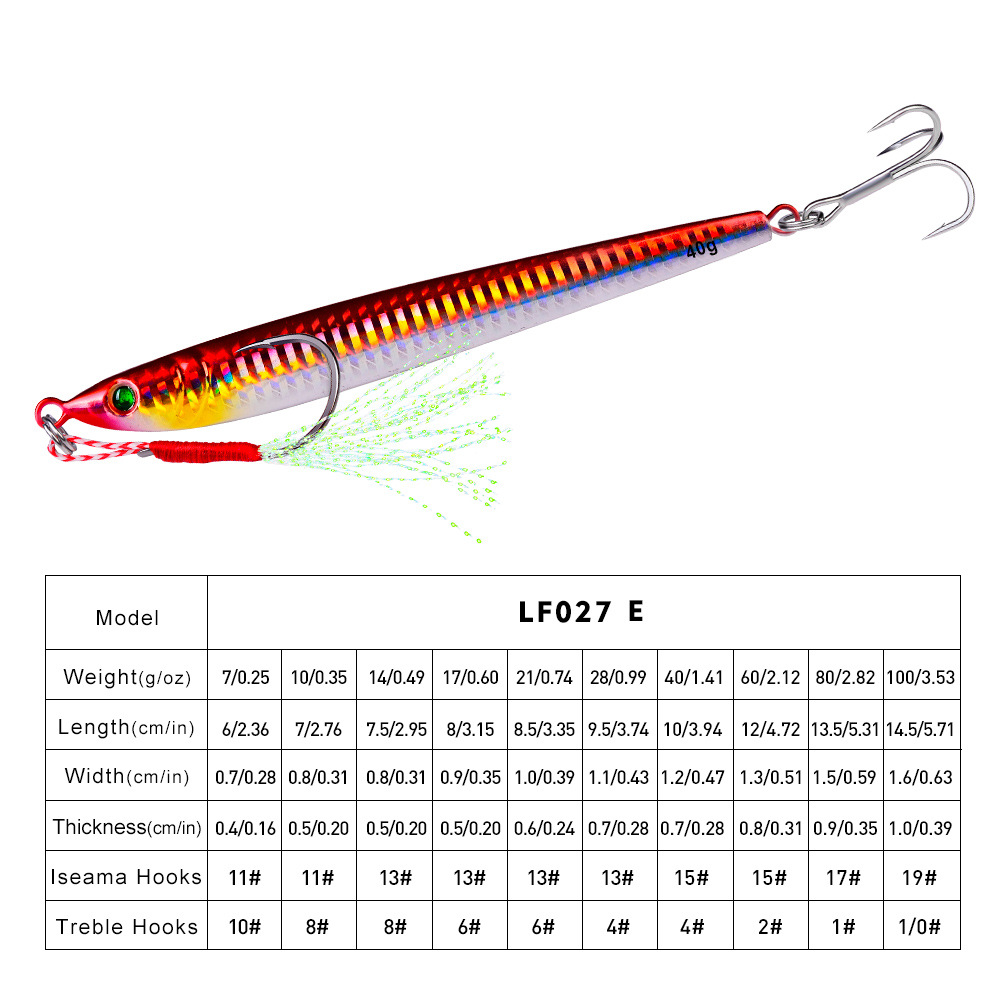#66 Slow Pitch Jigs 7g 10g 14g 17g 21g 28g 40g 60g 80g 100g