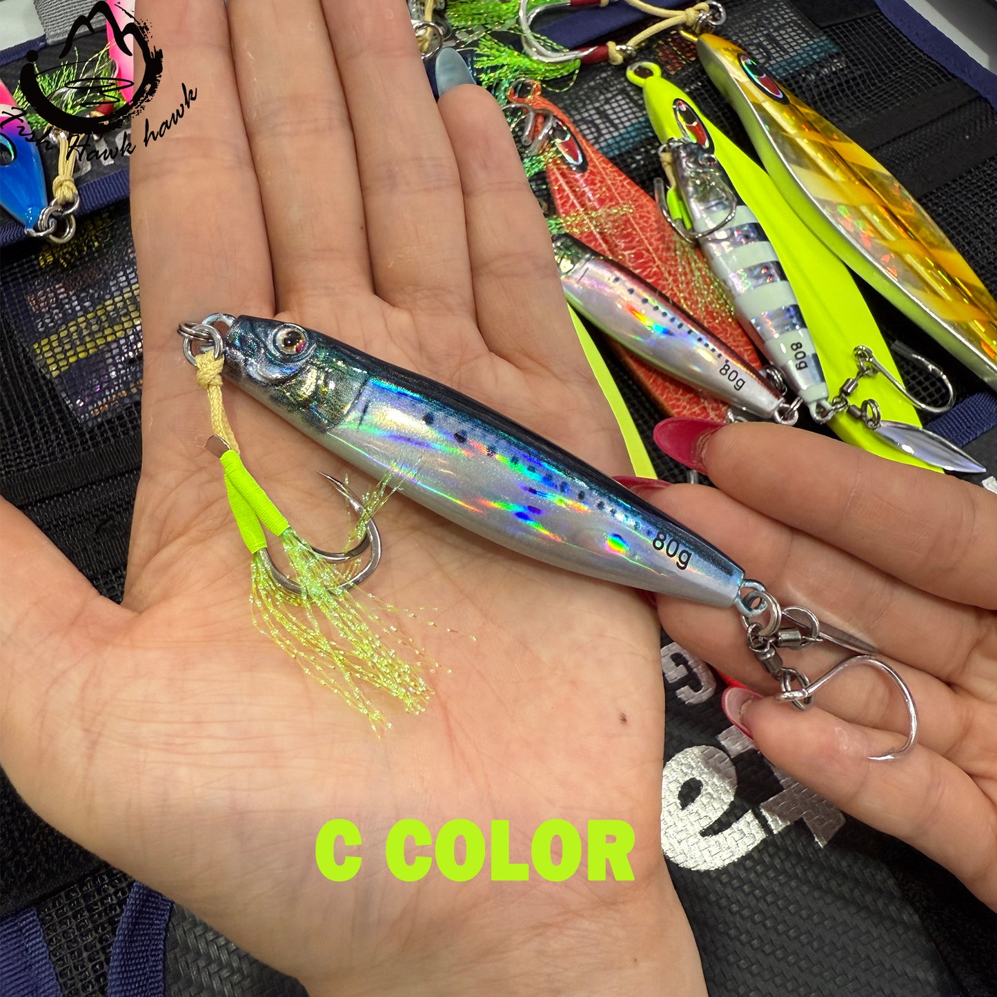 New Wholesale high quality 40g 60g 80g 3D printing small jack jigs bait with high quality 1/0 2/0 3/0 4/0 5/0 assist hook for slow pitch jigging