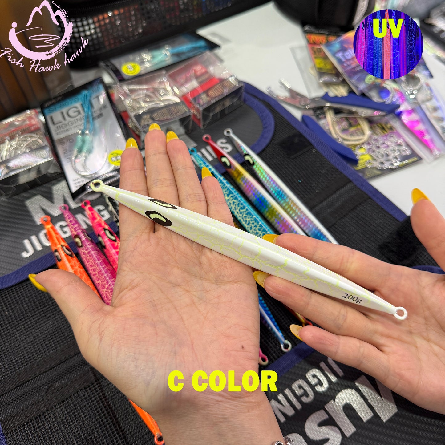 New Wholesale/Retail 100g 150g 200g 250g 300g 400g 500g Luminous Crack Colors Saltwater Slow Pitch Jigging Lure