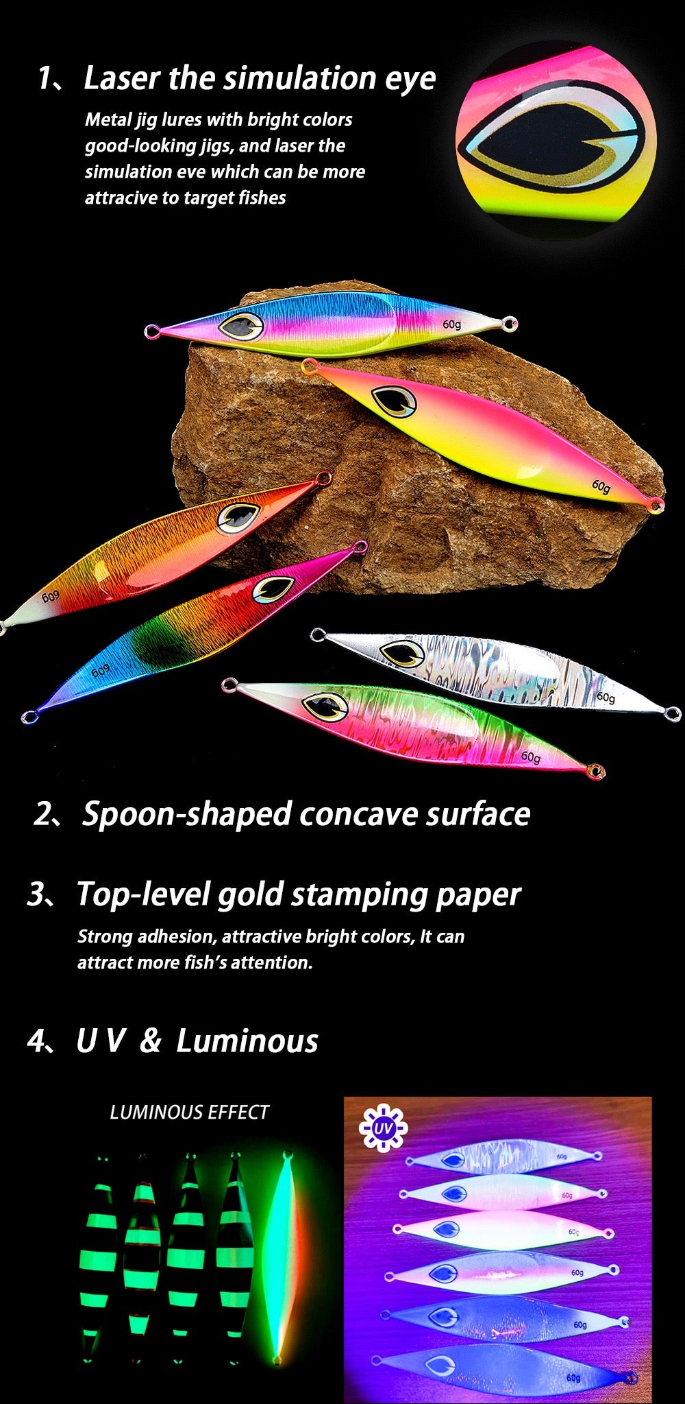 #55 Slow/Speed Pitch Jigs 60g 80g