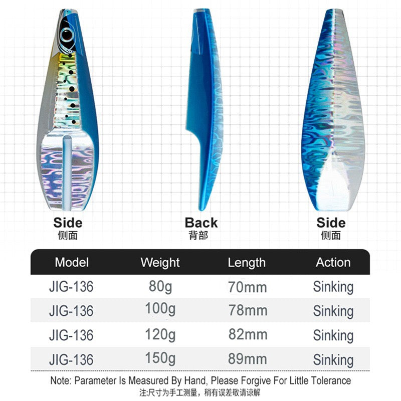 #114 Slow/Speed Pitch Jigs 80g 100g 120g 150g