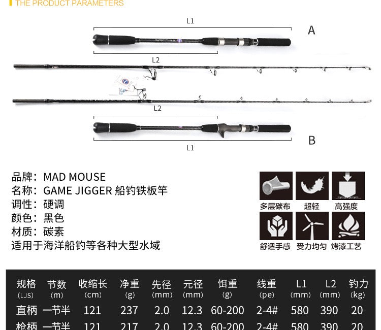 MAD MOUSE 1.8M Jigging fishing rod