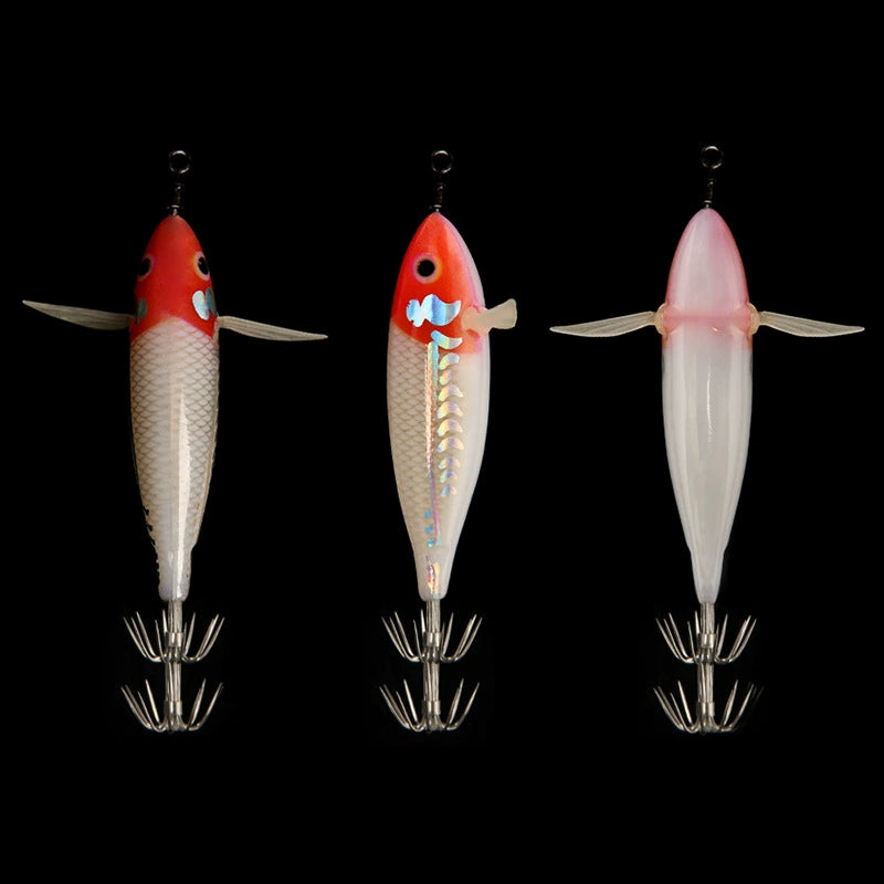 New Squid Hook #75mm/5.5g Rapid inkiSng Artificial Luminous Squid Jigging Bait Wood Shrimp Hooks for Saltwater Tackle Fishing Lure