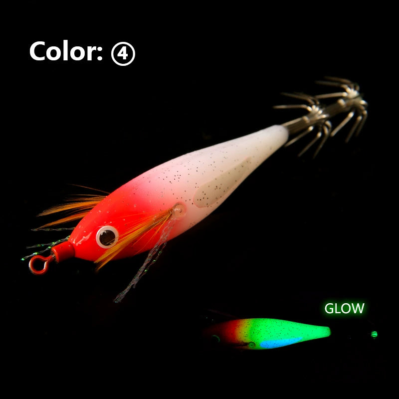 New Squid Hook #75mm/5.5g Rapid inkiSng Artificial Luminous Squid Jigging Bait Wood Shrimp Hooks for Saltwater Tackle Fishing Lure