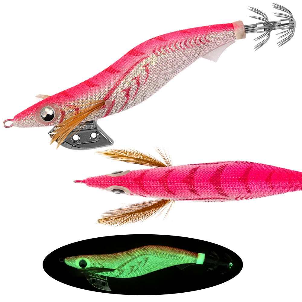 New Squid Hook #3.5s/20g Rapid inkiSng Artificial Luminous Squid Jigging Bait Wood Shrimp Hooks for Saltwater Tackle Fishing Lure