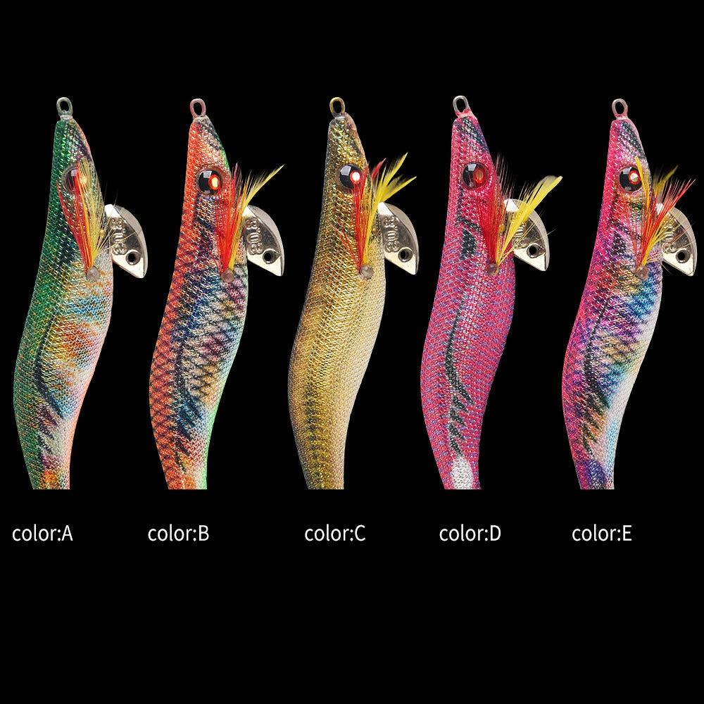 New Squid Hook #3.0/14g Rapid inkiSng Artificial Luminous Squid Jigging Bait Wood Shrimp Hooks for Saltwater Tackle Fishing Lure