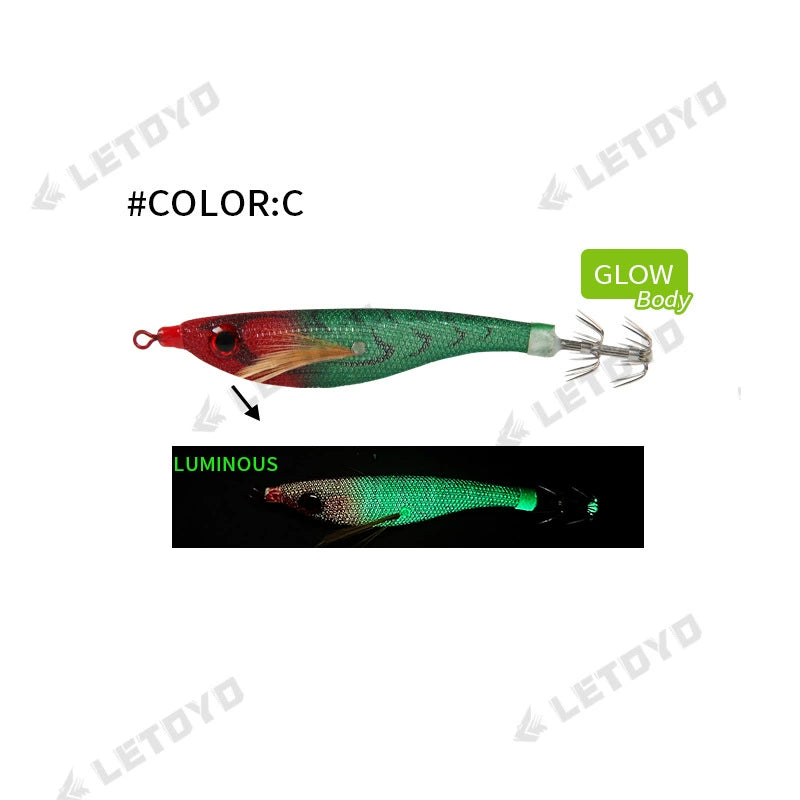 New Squid Hook #99mm/6.5g Rapid inkiSng Artificial Luminous Squid Jigging Bait Wood Shrimp Hooks for Saltwater Tackle Fishing Lure