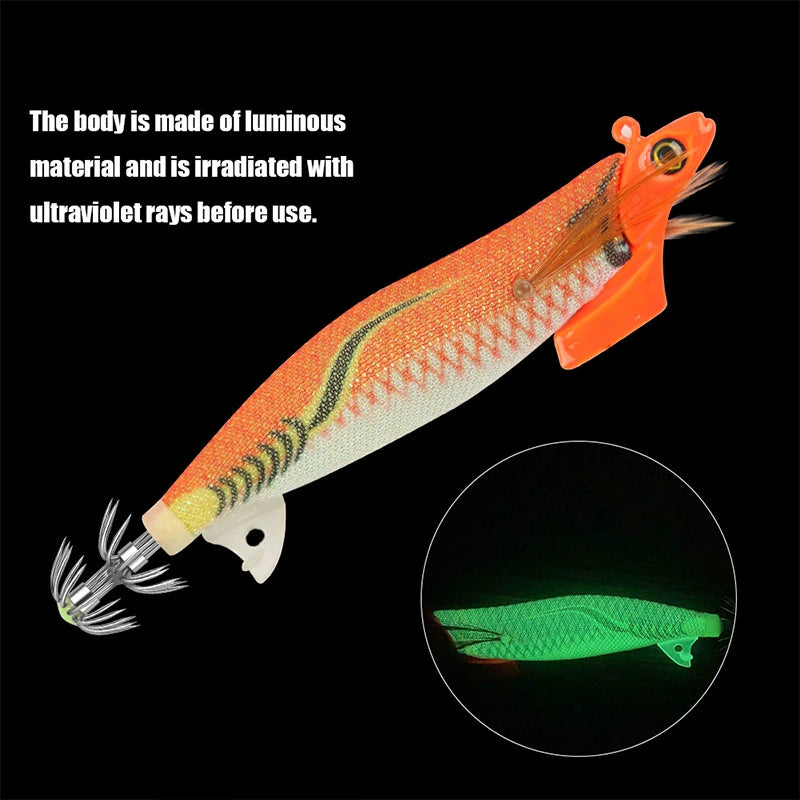 New Squid Hook #3.5/26g Rapid inkiSng Artificial Luminous Squid Jigging Bait Wood Shrimp Hooks for Saltwater Tackle Fishing Lure
