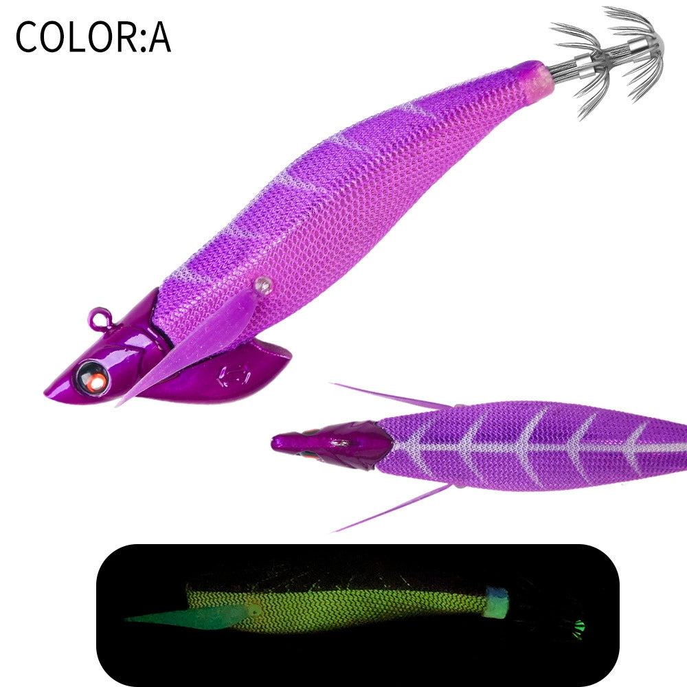 New Squid Hook #3.0/30g #3.5/35g Rapid inkiSng Artificial Luminous Squid Jigging Bait Wood Shrimp Hooks for Saltwater Tackle Fishing Lure