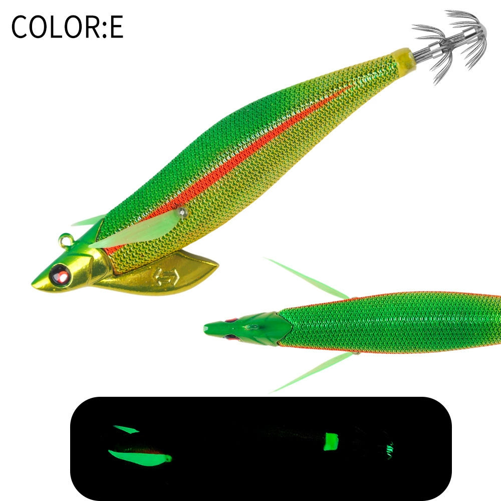 New Squid Hook #3.0/30g #3.5/35g Rapid inkiSng Artificial Luminous Squid Jigging Bait Wood Shrimp Hooks for Saltwater Tackle Fishing Lure