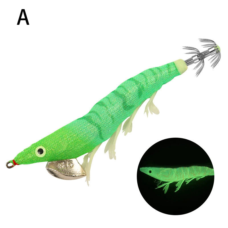 New Squid Hook #13/20g Rapid inkiSng Artificial Luminous Squid Jigging Bait Wood Shrimp Hooks for Saltwater Tackle Fishing Lure