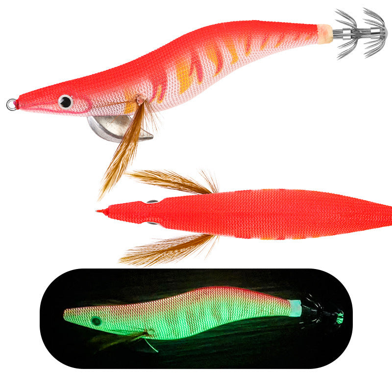 New Squid Hook #3.0/14.5g #3.5/19.5g Rapid inkiSng Artificial Luminous Squid Jigging Bait Wood Shrimp Hooks for Saltwater Tackle Fishing Lure