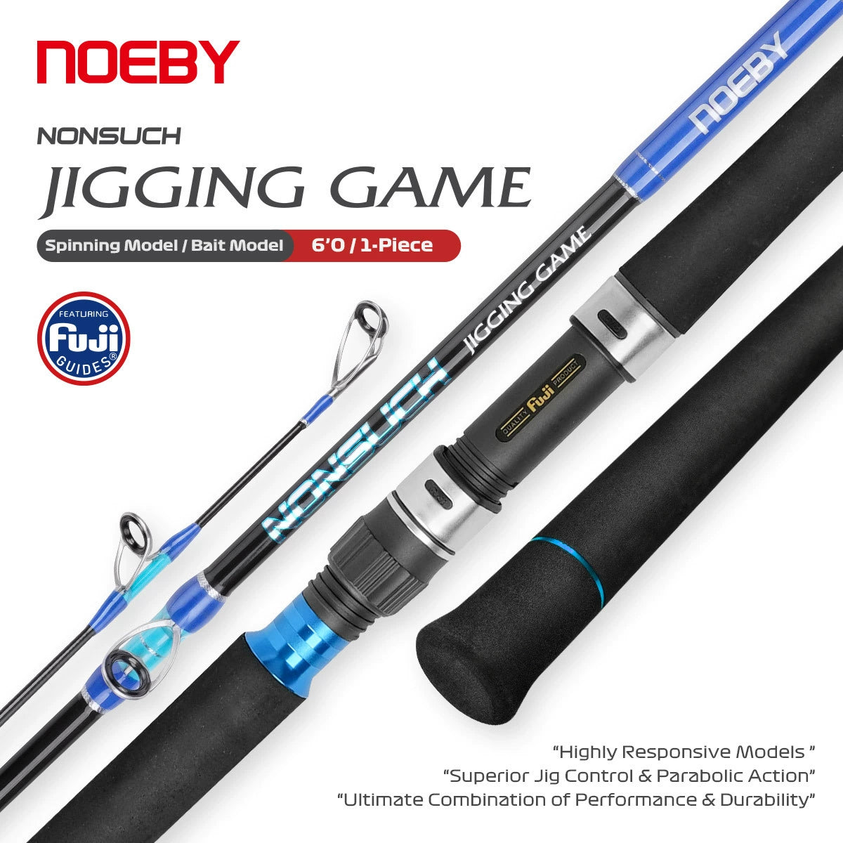 NOEBY Slow Pitch Jigging/Saltwater/Topwater/Big Game/GT /Tuna Rod NBJ601M/Spinning/Casting/Bait weight 200g/350g