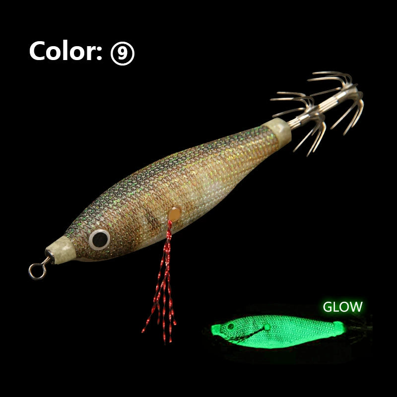 New Squid Hook #75mm/5.5g Rapid inkiSng Artificial Luminous Squid Jigging Bait Wood Shrimp Hooks for Saltwater Tackle Fishing Lure