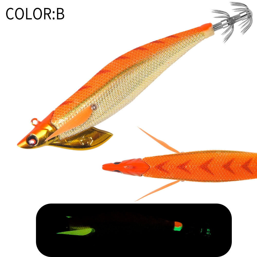 New Squid Hook #3.0/30g #3.5/35g Rapid inkiSng Artificial Luminous Squid Jigging Bait Wood Shrimp Hooks for Saltwater Tackle Fishing Lure
