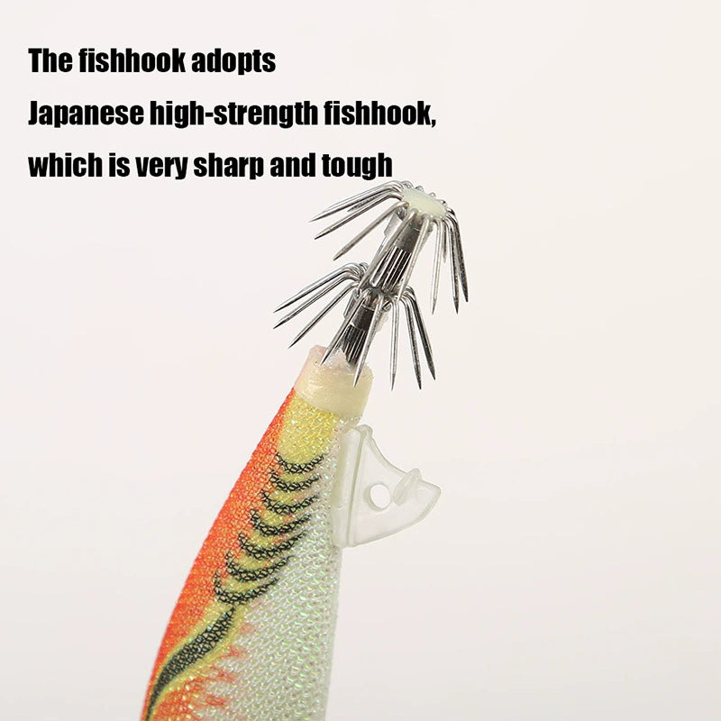 New Squid Hook #3.5/26g Rapid inkiSng Artificial Luminous Squid Jigging Bait Wood Shrimp Hooks for Saltwater Tackle Fishing Lure