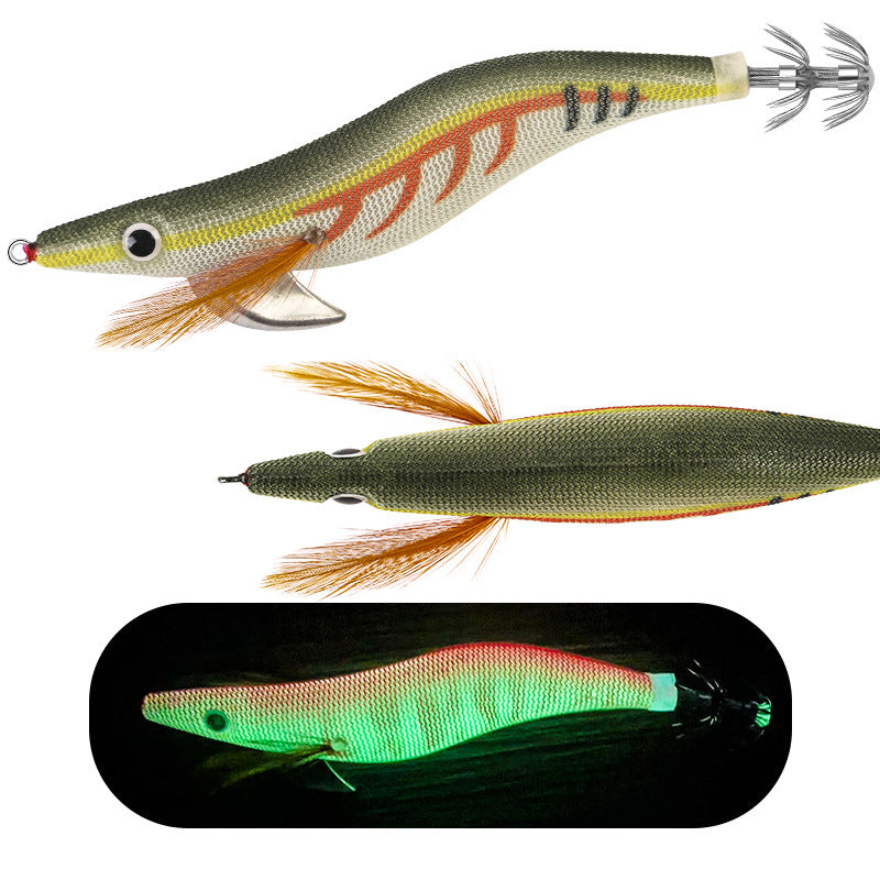 New Squid Hook #3.0/14.5g #3.5/19.5g Rapid inkiSng Artificial Luminous Squid Jigging Bait Wood Shrimp Hooks for Saltwater Tackle Fishing Lure