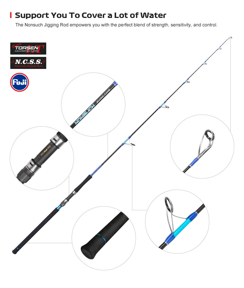NOEBY Slow Pitch Jigging/Saltwater/Topwater/Big Game/GT /Tuna Rod NBJ601M/Spinning/Casting/Bait weight 200g/350g