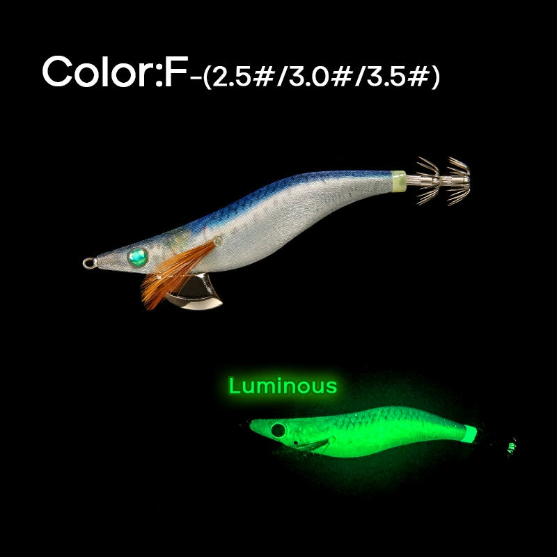 New Squid Hook #2.5/10 #3.0/16 #3.5/21 Rapid inkiSng Artificial Luminous Squid Jigging Bait Wood Shrimp Hooks for Saltwater Tackle Fishing Lure