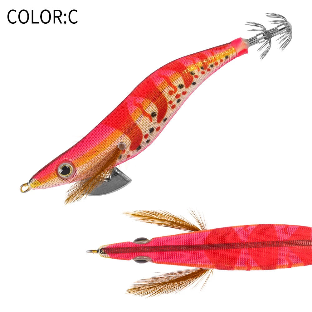 New Squid Hook #3.0/16g #3.5/21g Rapid inkiSng Artificial Luminous Squid Jigging Bait Wood Shrimp Hooks for Saltwater Tackle Fishing Lure
