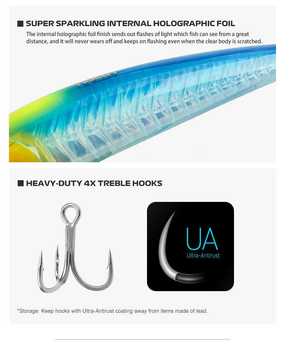 NOEBY Saltwater Pencil Bait/Stickbait/Minnow/Topwater Lure 160g/109mm