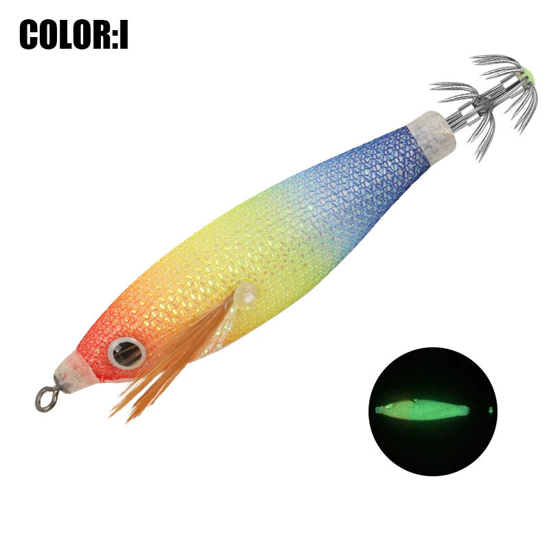 New Squid Hook #8cm/5.5g Rapid inkiSng Artificial Luminous Squid Jigging Bait Wood Shrimp Hooks for Saltwater Tackle Fishing Lure