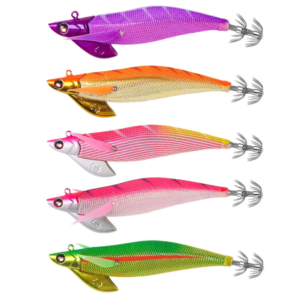 New Squid Hook #3.0/30g #3.5/35g Rapid inkiSng Artificial Luminous Squid Jigging Bait Wood Shrimp Hooks for Saltwater Tackle Fishing Lure