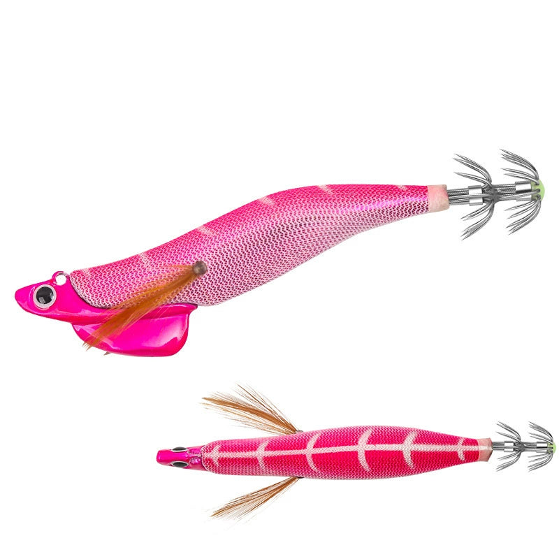 New Squid Hook #3.0/28g #3.5/40g Rapid inkiSng Artificial Luminous Squid Jigging Bait Wood Shrimp Hooks for Saltwater Tackle Fishing Lure