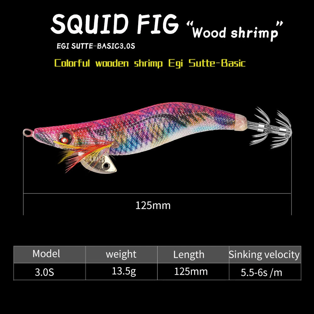 New Squid Hook #3.0/14g Rapid inkiSng Artificial Luminous Squid Jigging Bait Wood Shrimp Hooks for Saltwater Tackle Fishing Lure