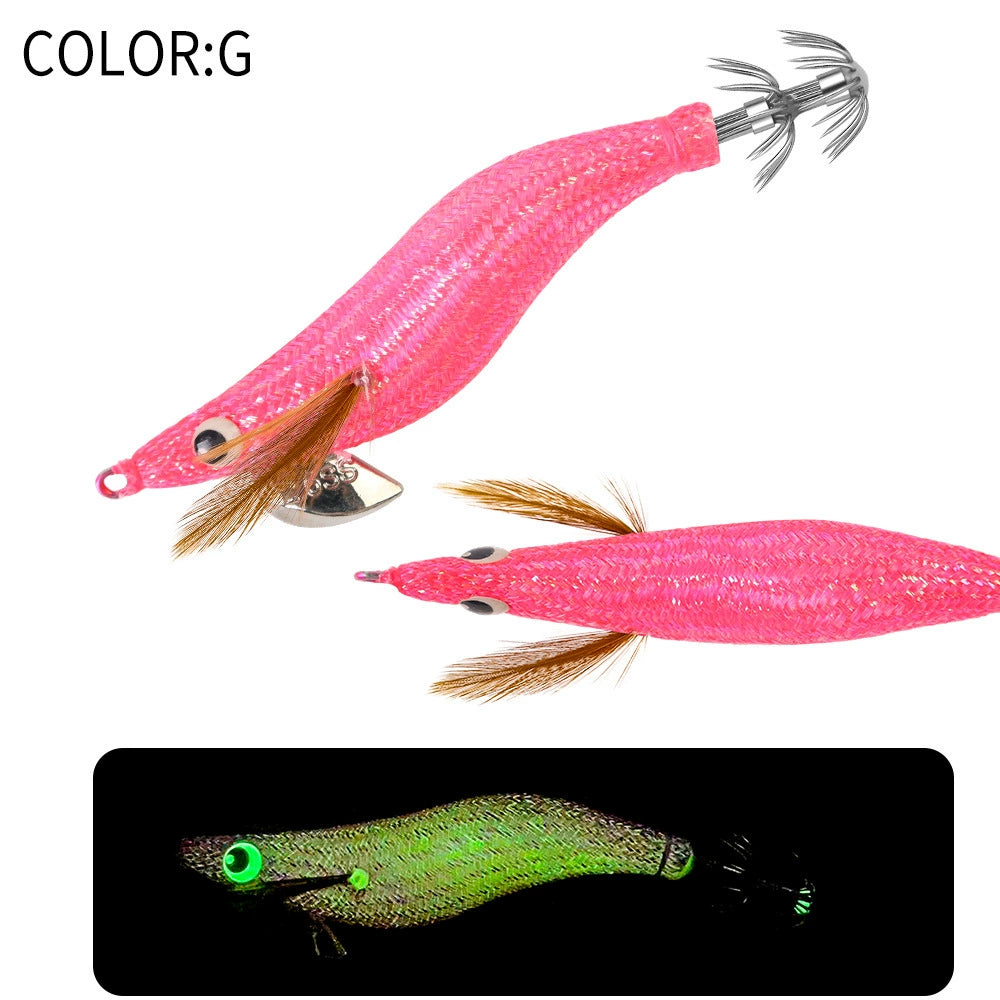 New Squid Hook #2.2/6.5g #2.5/9.5g Rapid inkiSng Artificial Luminous Squid Jigging Bait Wood Shrimp Hooks for Saltwater Tackle Fishing Lure