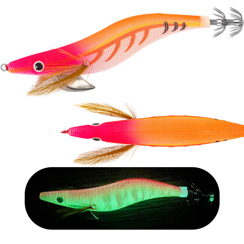 New Squid Hook #3.0/14.5g #3.5/19.5g Rapid inkiSng Artificial Luminous Squid Jigging Bait Wood Shrimp Hooks for Saltwater Tackle Fishing Lure