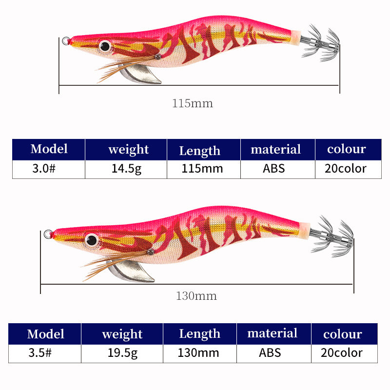 New Squid Hook #3.0/14.5g #3.5/19.5g Rapid inkiSng Artificial Luminous Squid Jigging Bait Wood Shrimp Hooks for Saltwater Tackle Fishing Lure
