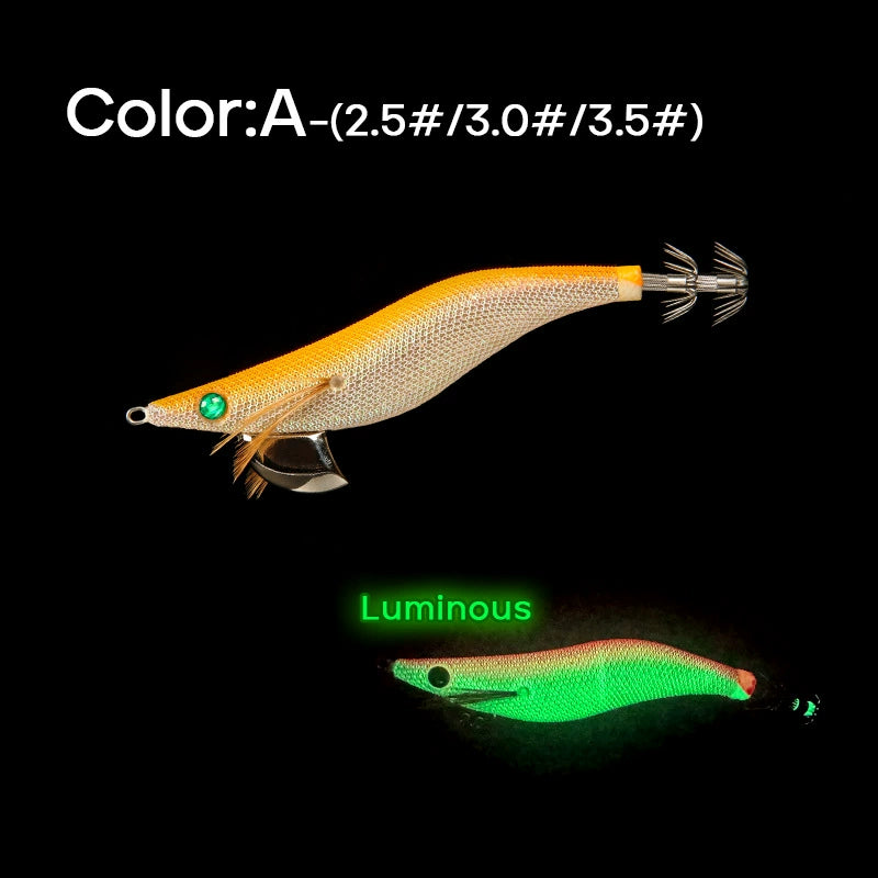 New Squid Hook #2.5/10 #3.0/16 #3.5/21 Rapid inkiSng Artificial Luminous Squid Jigging Bait Wood Shrimp Hooks for Saltwater Tackle Fishing Lure