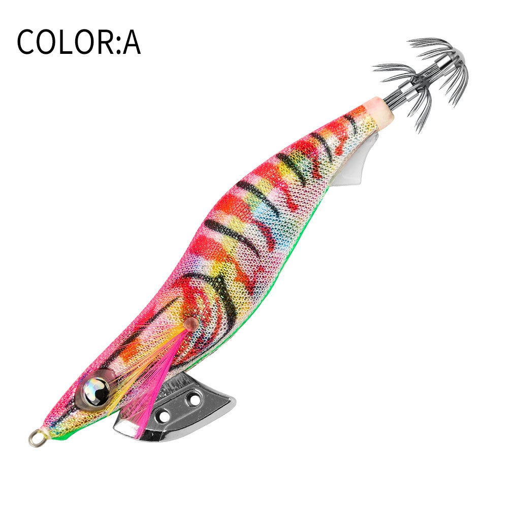New Squid Hook #2.5/12g #3.0/16.5g#3.5/21g Rapid inkiSng Artificial Luminous Squid Jigging Bait Wood Shrimp Hooks for Saltwater Tackle Fishing Lure