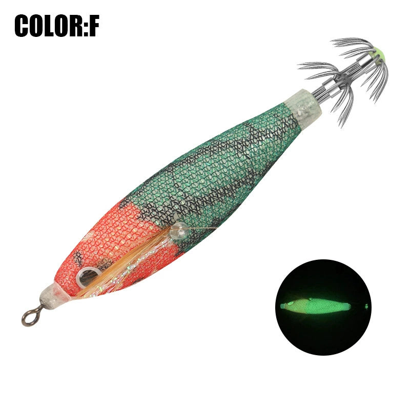 New Squid Hook #8cm/5.5g Rapid inkiSng Artificial Luminous Squid Jigging Bait Wood Shrimp Hooks for Saltwater Tackle Fishing Lure