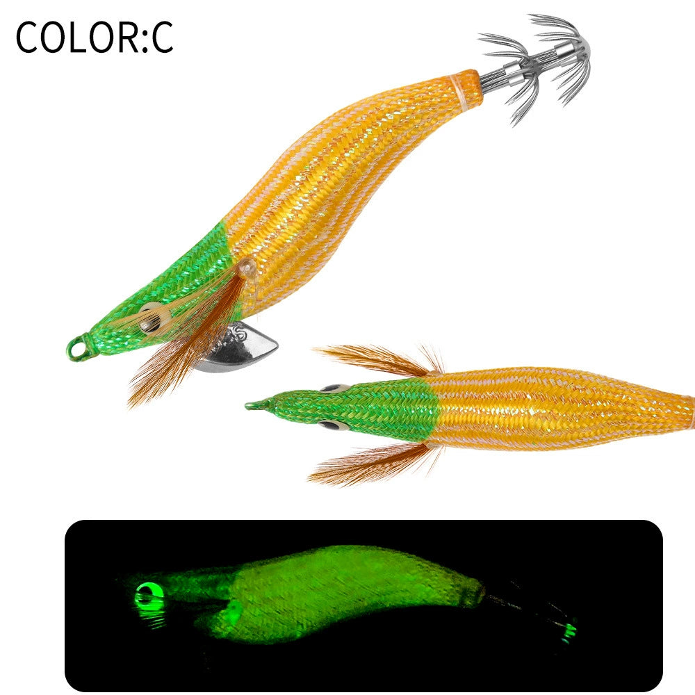 New Squid Hook #2.2/6.5g #2.5/9.5g Rapid inkiSng Artificial Luminous Squid Jigging Bait Wood Shrimp Hooks for Saltwater Tackle Fishing Lure