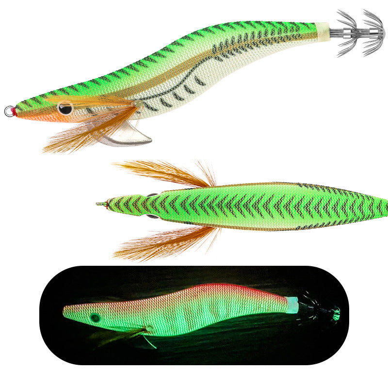 New Squid Hook #3.0/14.5g #3.5/19.5g Rapid inkiSng Artificial Luminous Squid Jigging Bait Wood Shrimp Hooks for Saltwater Tackle Fishing Lure