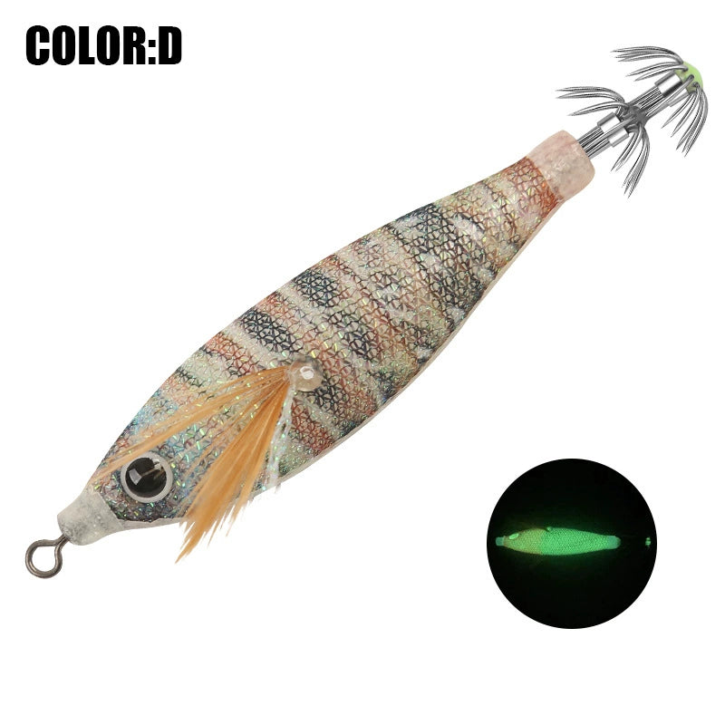New Squid Hook #8cm/5.5g Rapid inkiSng Artificial Luminous Squid Jigging Bait Wood Shrimp Hooks for Saltwater Tackle Fishing Lure