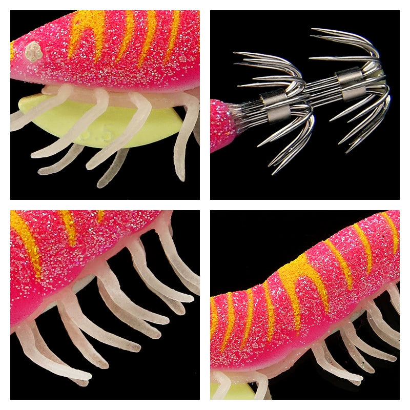 New Squid Hook #3.5/21g Rapid inkiSng Artificial Luminous Squid Jigging Bait Wood Shrimp Hooks for Saltwater Tackle Fishing Lure