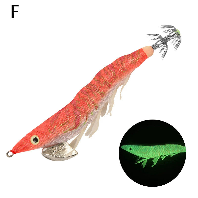 New Squid Hook #13/20g Rapid inkiSng Artificial Luminous Squid Jigging Bait Wood Shrimp Hooks for Saltwater Tackle Fishing Lure