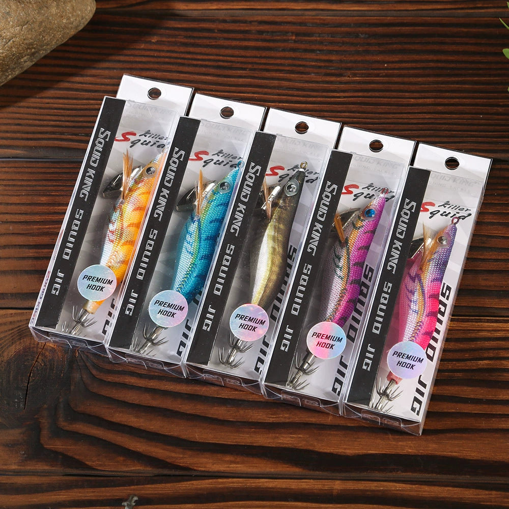 New Squid Hook #3.0/16.5g Rapid inkiSng Artificial Luminous Squid Jigging Bait Wood Shrimp Hooks for Saltwater Tackle Fishing Lure