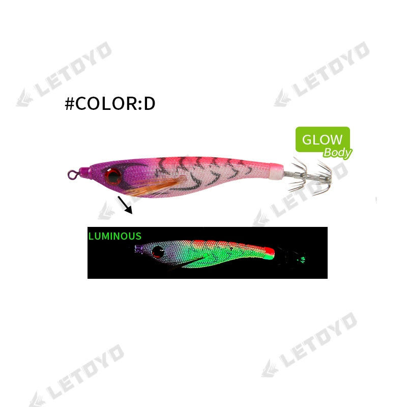 New Squid Hook #99mm/6.5g Rapid inkiSng Artificial Luminous Squid Jigging Bait Wood Shrimp Hooks for Saltwater Tackle Fishing Lure