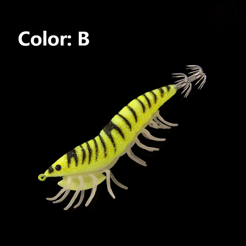 New Squid Hook #3.5/21g Rapid inkiSng Artificial Luminous Squid Jigging Bait Wood Shrimp Hooks for Saltwater Tackle Fishing Lure