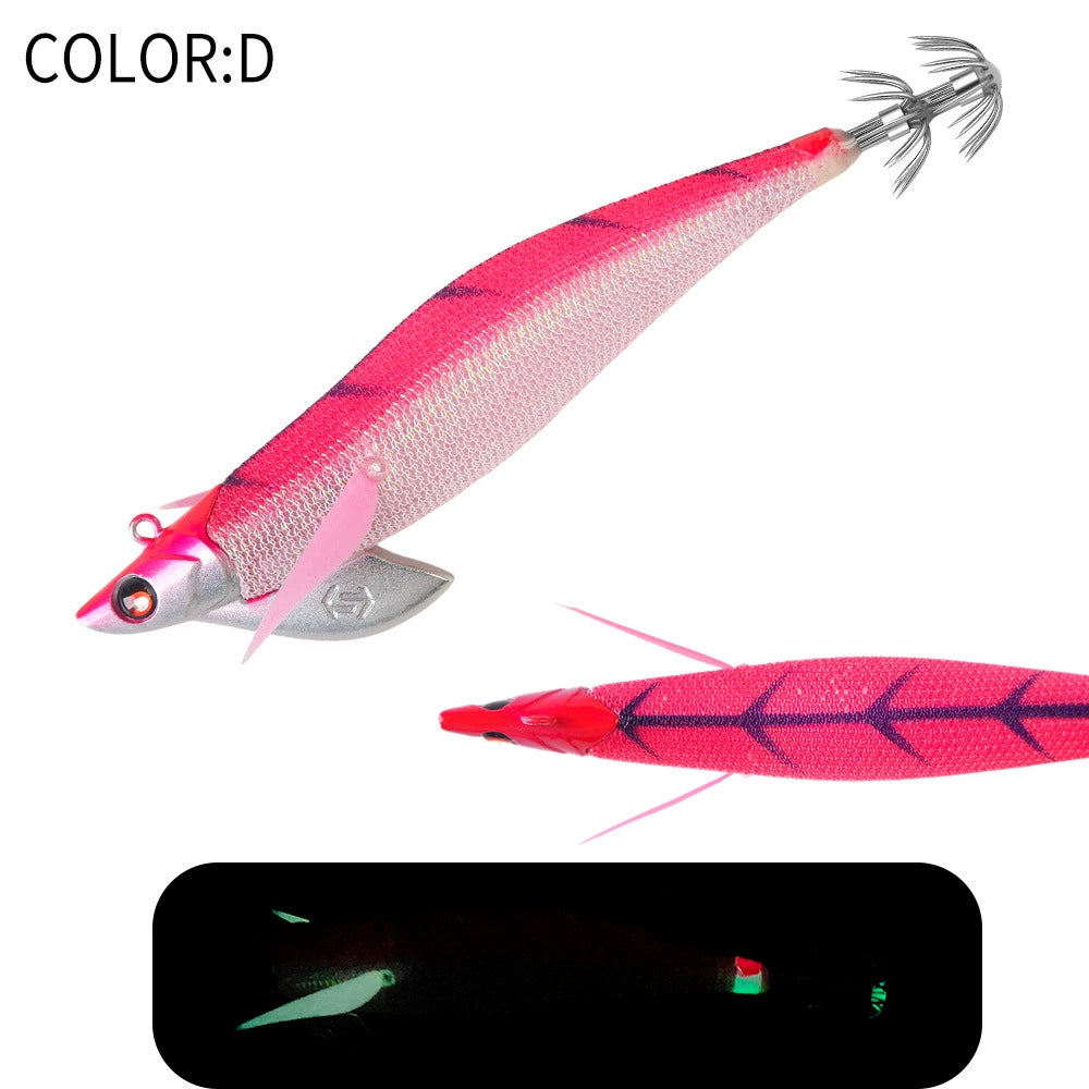 New Squid Hook #3.0/30g #3.5/35g Rapid inkiSng Artificial Luminous Squid Jigging Bait Wood Shrimp Hooks for Saltwater Tackle Fishing Lure