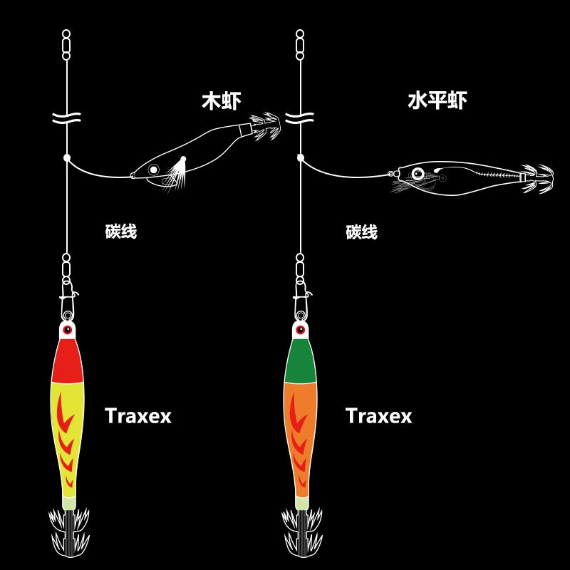 New Squid Hook #15/56g #20/75g #25/94g #30/113g #40/150g Rapid inkiSng Artificial Luminous Squid Jigging Bait Wood Shrimp Hooks for Saltwater Tackle Fishing Lure