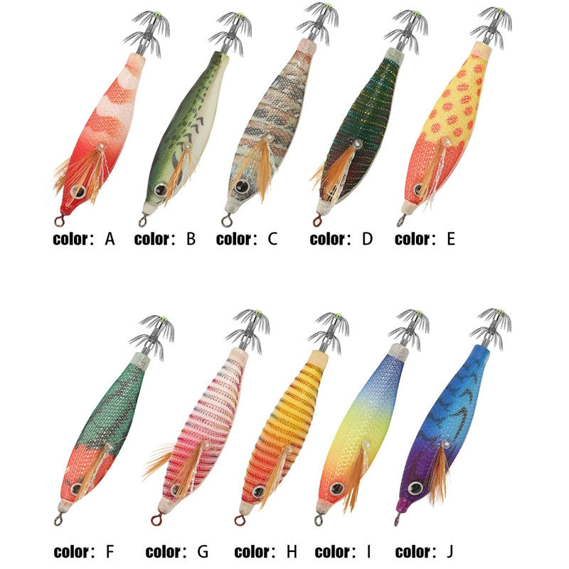 New Squid Hook #8cm/5.5g Rapid inkiSng Artificial Luminous Squid Jigging Bait Wood Shrimp Hooks for Saltwater Tackle Fishing Lure